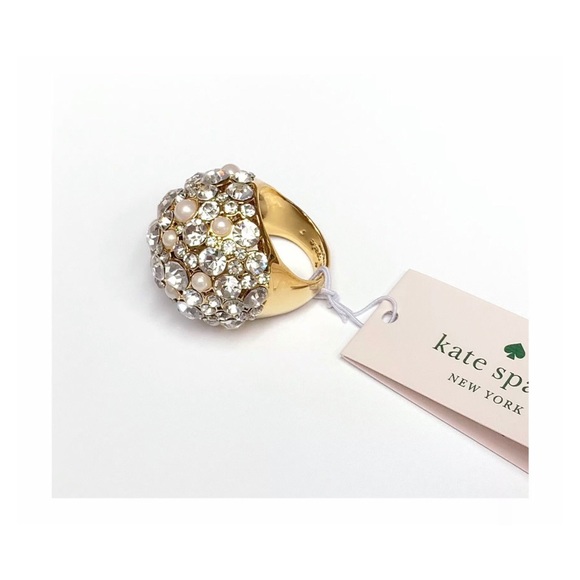 NWT Kate Spade ♠️ PICK A PEARL 12-K Gold Plated Glass Stones/ Pearls Ring-Sz.7 - Picture 4 of 12